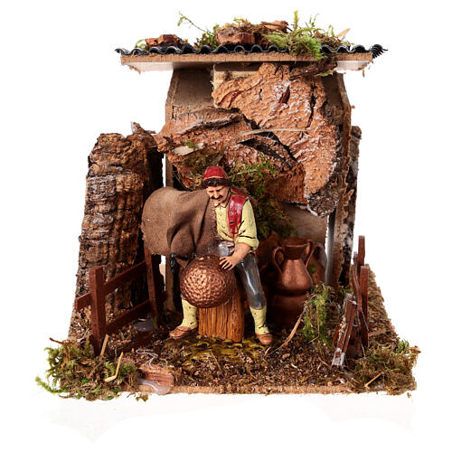 Setting with animated coppersmith for 10 cm Moranduzzo Nativity Scene 1