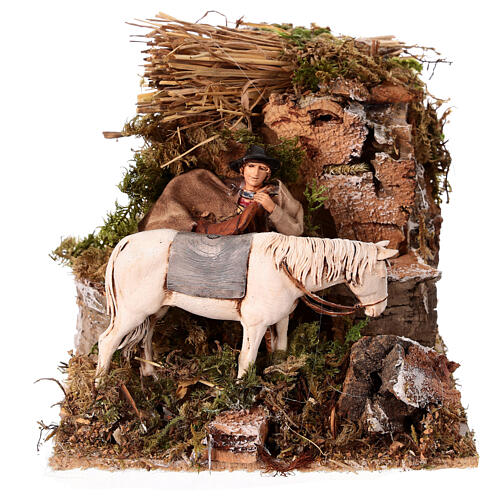 Setting with animated groom for 10 cm Moranduzzo Nativity Scene 1