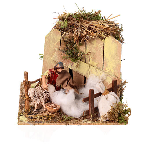 Setting with animated shearer for 10 cm Moranduzzo Nativity Scene 1