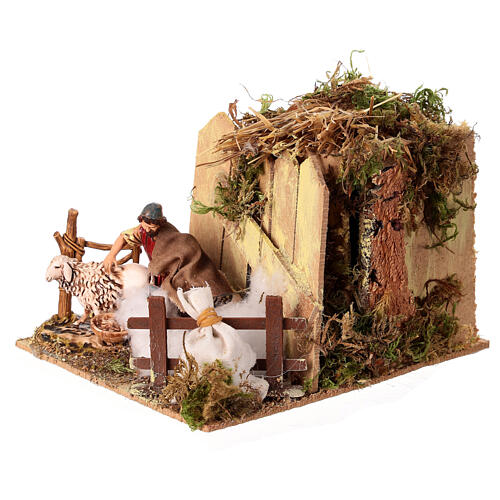 Setting with animated shearer for 10 cm Moranduzzo Nativity Scene 2