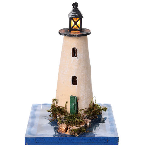 Stretch of sea: lighthouse with 3.5V battery-powered light, 10x15x10 cm 1