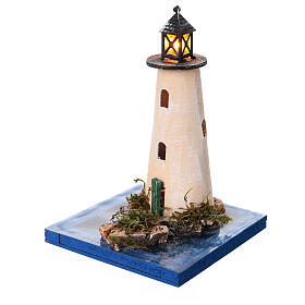 Seaside area: Lighthouse with 3.5V battery holder 10x15x10 cm