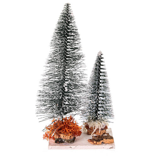 Set 2 sapins enneigés 12 et 7 cm crèche 6 cm 1