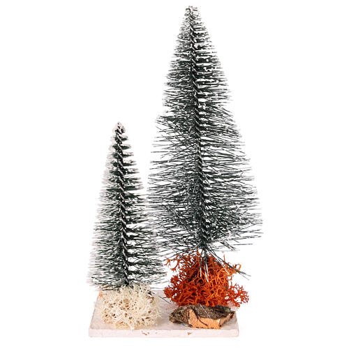 Set 2 sapins enneigés 12 et 7 cm crèche 6 cm 3