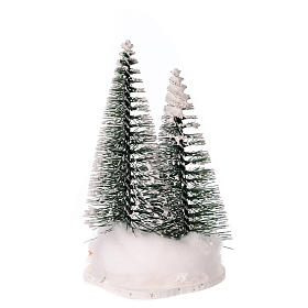 Set of 2 snowy pines on a rock, 7 cm