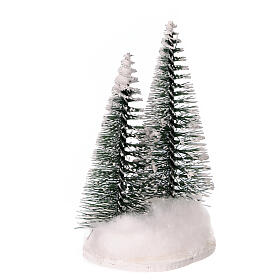 Set of 2 snowy pines on a rock, 7 cm