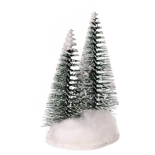 Set of 2 snowy pines on a rock, 7 cm 2