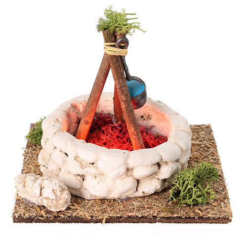 Fuoco funzionante a batterie cm 10x10x10 presepe 12 cm 1