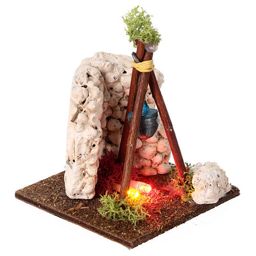 Fuoco da campo a batteria 10x10x10 cm presepe 12 cm 2