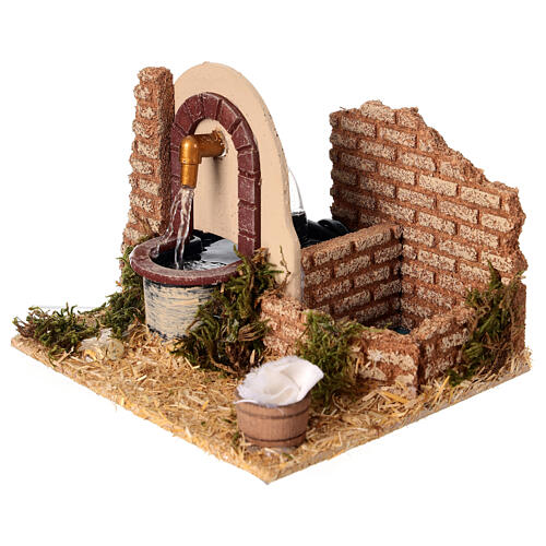 Brunnen mit Becken in hellen Tönen, für 12-cm-Krippe – 15 × 10 × 15 cm 2