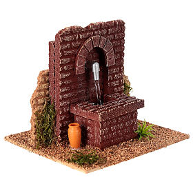 Functioning brick fountain 15x10x15 cm nativity scene 12 cm