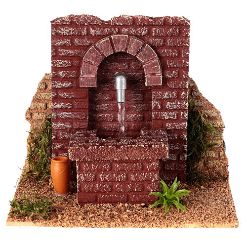 Functioning brick fountain 15x10x15 cm nativity scene 12 cm 1