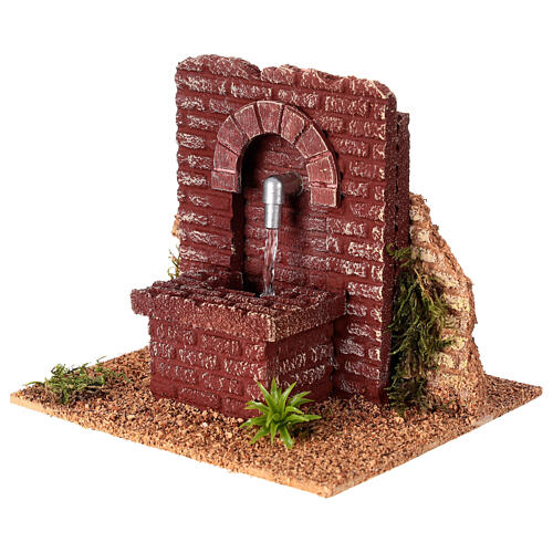 Functioning brick fountain 15x10x15 cm nativity scene 12 cm 3