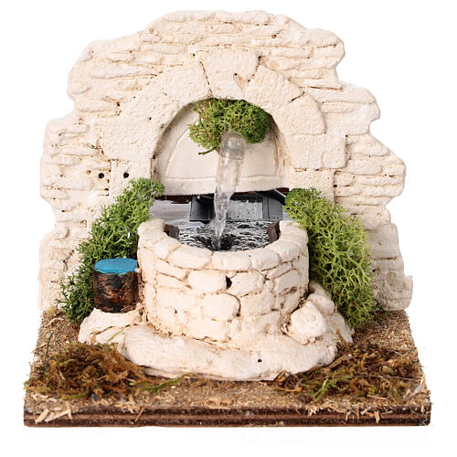 Plaster fountain with pump, 10x10x15 cm, for 10-12 cm Nativity Scene 1