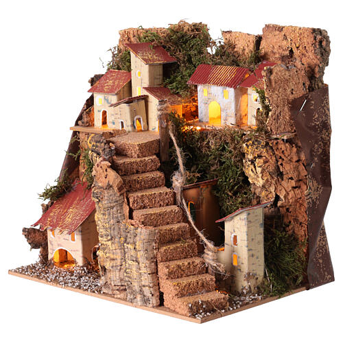 Pueblo de montaña luces 20x20x15 cm para belén de 4 cm 3