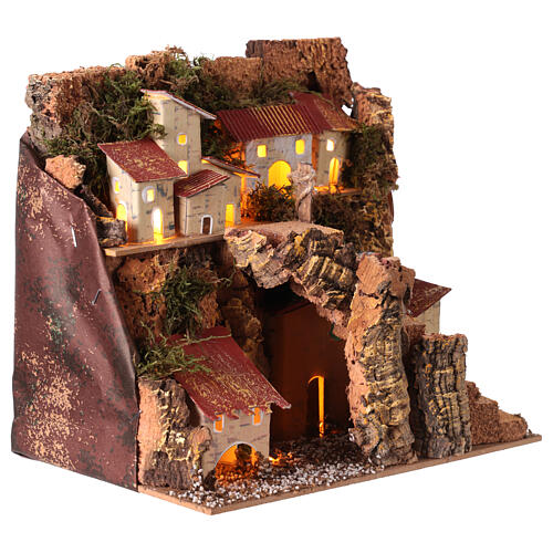 Wioska górska z oświetleniem 20x20x15 cm do szopki 4 cm 2