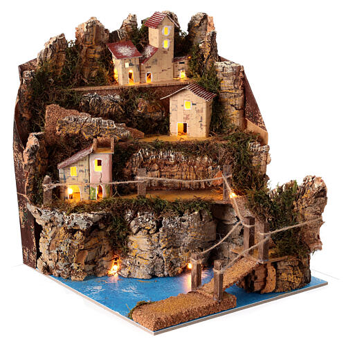 Paesaggio con luci e mare 25x25x20 cm presepe 10 - 12 cm 3