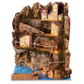 Seaside village with lights 25x25x20 cm nativity scene 10 - 12 cm