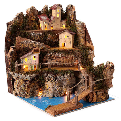 Seaside village with lights 25x25x20 cm nativity scene 10 - 12 cm 3