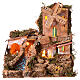 Borgo con mulino a vento e luci presepe 8-10 cm 25x25x20 cm s1