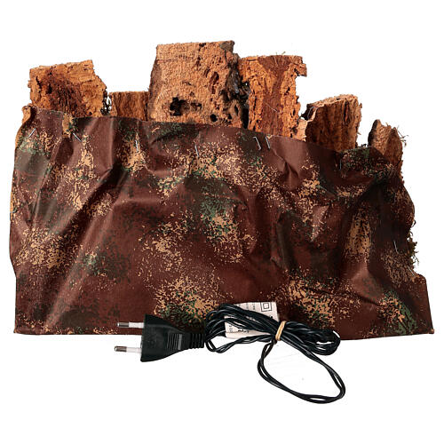 Szenerie mit beleuchteten Häusern, für 4-cm-Krippe – 30 × 20 × 25 cm 4