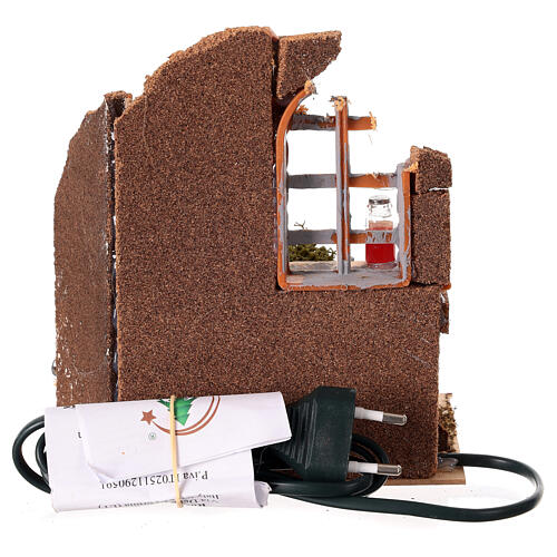 Ofen mit Hausfassade und flackernder LED-Beleuchtung – für 10–12 cm Krippe 4