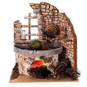 Oven with flickering light for 10-12 cm Nativity Scene, 15x15x10 cm