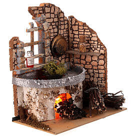 Oven with flickering light for 10-12 cm Nativity Scene, 15x15x10 cm