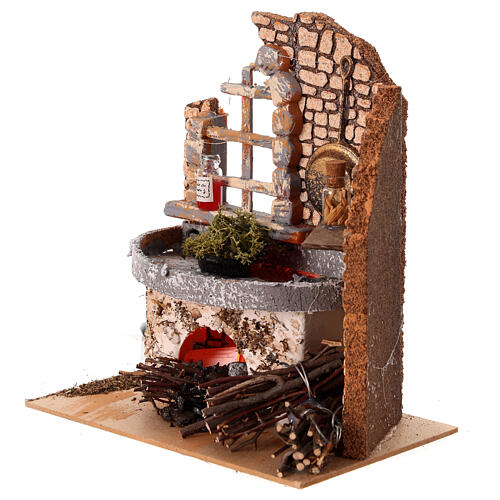 Oven 15x15x10 cm with flickering light, nativity scene 10 - 12 cm 3