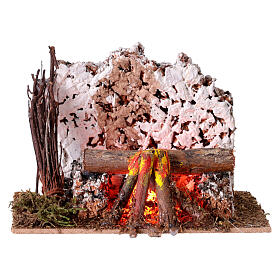 Fogo com lâmpada efeito chama presépio 10 cm 15x10x10 cm