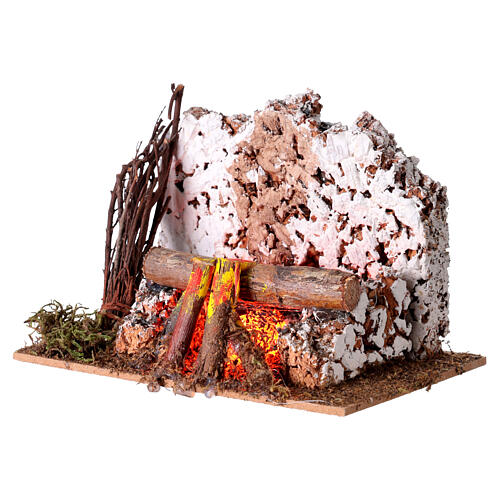 Fogo com lâmpada efeito chama presépio 10 cm 15x10x10 cm 2