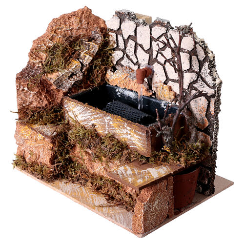 Fountain with pump 15x20x15 cm nativity scene 12-14 cm 3