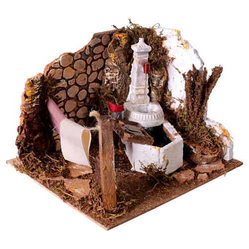 Fountain with hanging clothes and pump, 15x20x20 cm, for 8-10 cm Nativity Scene 3