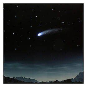 Toile de fond nuit étoilée et comète éclairée 40x60 cm