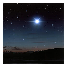 Toile de fond éclairée montagne et étoile polaire 40x60 cm