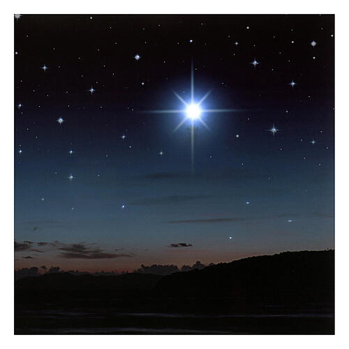 Toile de fond éclairée montagne et étoile polaire 40x60 cm 2