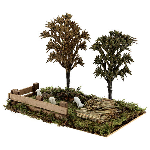 Bosque com ovelhas miniatura para presépio de Natal figuras altura média 8-10 cm; medidas: 24x20x16 cm 2