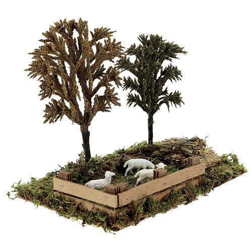 Bosque com ovelhas miniatura para presépio de Natal figuras altura média 8-10 cm; medidas: 24x20x16 cm 3