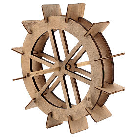 Miniature water mill wheel in wood, 20 cm nativity