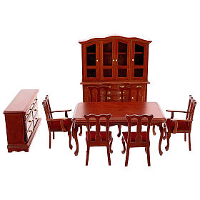 Mobiliário sala de jantar 9 peças para presépio com figuras altura média 12-14 cm