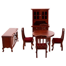 Furniture set for dining room 7 items for Nativity Scene with 12 cm figurines