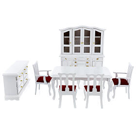 Muebles madera blanca 9 piezas belén 12-14 cm