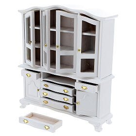 Mobiliário sala de jantar madeira branca 9 peças para presépio com figuras altura média 12-14 cm