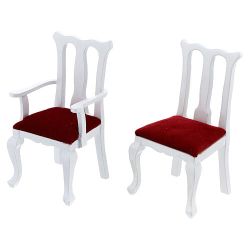 Mobiliário sala de jantar madeira branca 9 peças para presépio com figuras altura média 12-14 cm 5