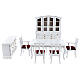 Mobiliário sala de jantar madeira branca 9 peças para presépio com figuras altura média 12-14 cm s1