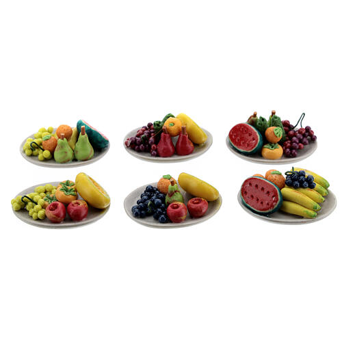 Set 6 plates with mixed fruit Nativity scene 8-10 cm 1