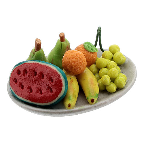 Set 6 plates with mixed fruit Nativity scene 8-10 cm 3