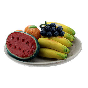 Set 6 piatti con frutta mista presepe 8-10 cm