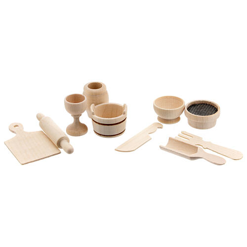 Set 10 pieces wooden kitchen utensils Nativity scene 8 cm 2