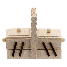 Caixa de costura de madeira em miniatura para presépio com figuras altura média 10 cm